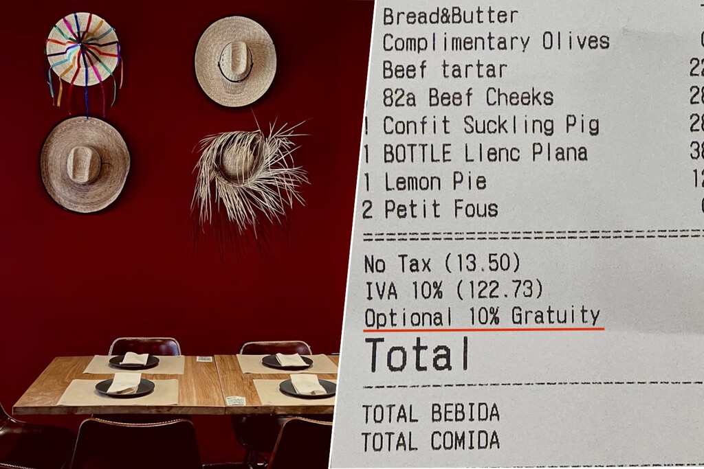 Un concepto es cada vez más común en los tickets de los restaurantes españoles: la propina «opcional» del 10%